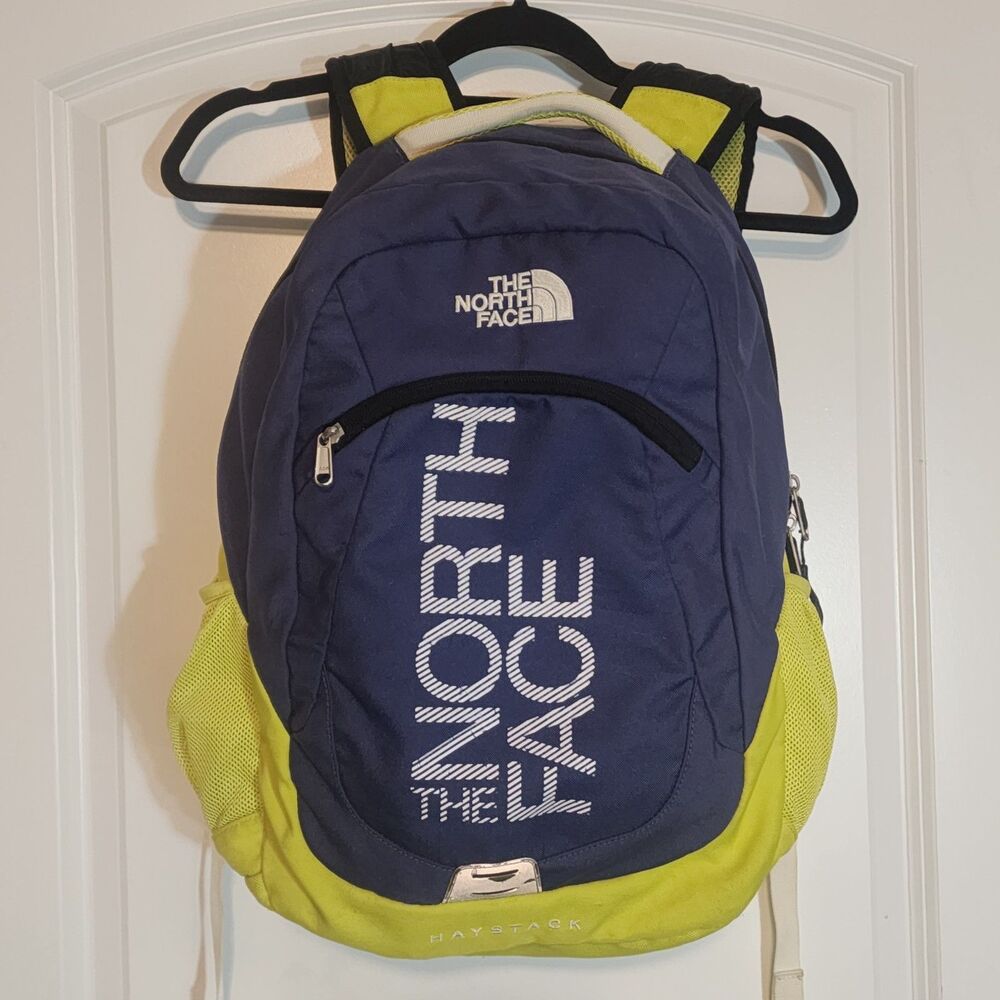 The North Face Haystack Blue Yellow Laptop Backpack Outdoor Adventure Daypack
